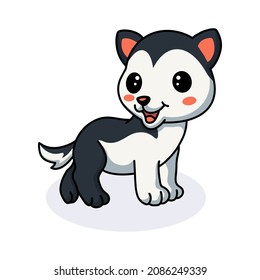 Cute little husky dog cartoon