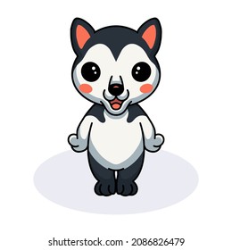 Cute little husky dog cartoon standing