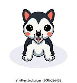 Cute little husky dog cartoon