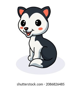 Cute little husky dog cartoon