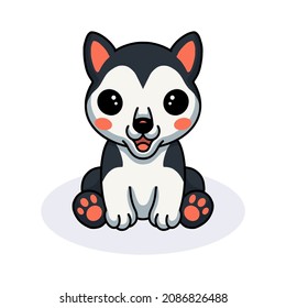 Cute little husky dog cartoon