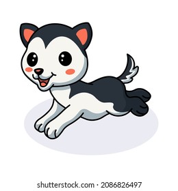 Cute little husky dog cartoon running
