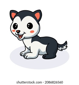 Cute little husky dog cartoon