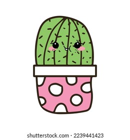 Cute little illustration of cactus for kids, baby book, fairy tales, baby shower invitation, textile t-shirt,