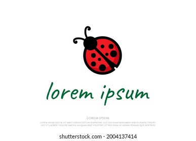 Cute Little Insect Ladybug Logo Design Vector