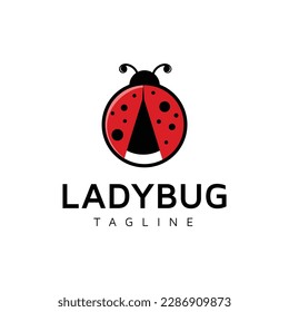 Cute Little Insect Ladybug Logo Design Vector