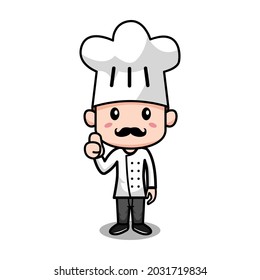 Cute Little Italian Chef With Mustache Vector Illustration