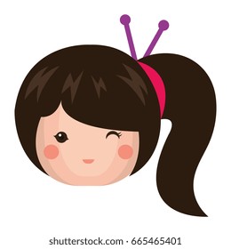 cute Little japanese doll head