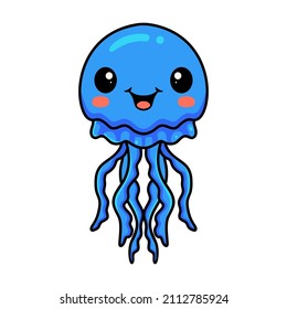 Cute little jellyfish cartoon standing