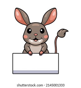 Cute little jerboa cartoon with blank sign