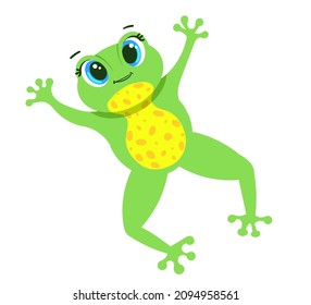 cute little jumping frog isolated on white background. Illustration of bright character
