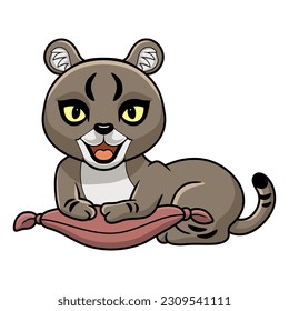 Cute little jungle cat cartoon on the pillow