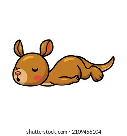 Cute little kangaroo cartoon sleeping