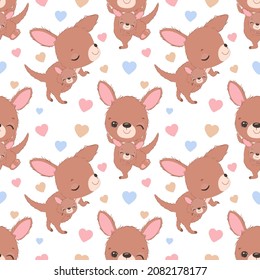 Cute little kangaroo seamless pattern for kids fabric, wallpaper and many more
