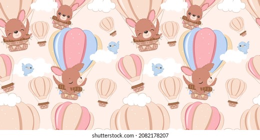 Cute little kangaroo seamless pattern for kids fabric, wallpaper and many more