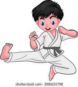 Cute Little Karate Boy Cartoon Vector Stock Vector (royalty Free 