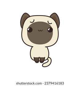 Cute little kawaii Siamese kitten sitting