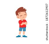 cute little kid boy dissatisfied with arm folded pose expression