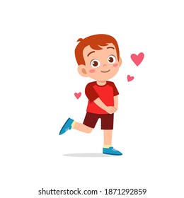 cute little kid boy feeling loved expression gesture