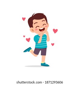 cute little kid boy feeling loved expression gesture