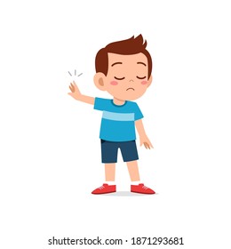 cute little kid boy show refuse expression gesture