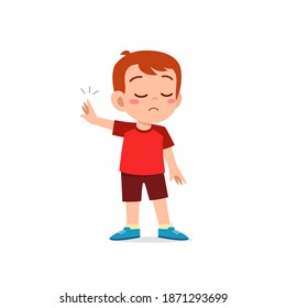 cute little kid boy show refuse expression gesture