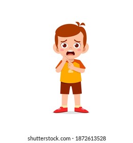 cute little kid boy show worry and scared pose expression