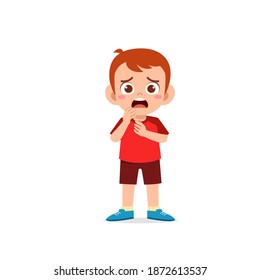 cute little kid boy show worry and scared pose expression