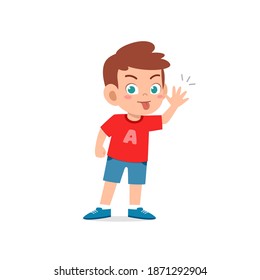 cute little kid boy showing grimace face expression gesture