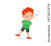 cute little kid boy stand and whistling with mouth