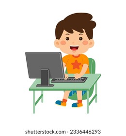 niño pequeño lindo usa computadora