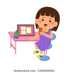 cute little kid boy use graphic tablet