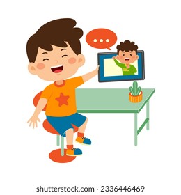 niño pequeño lindo usa tableta gráfica