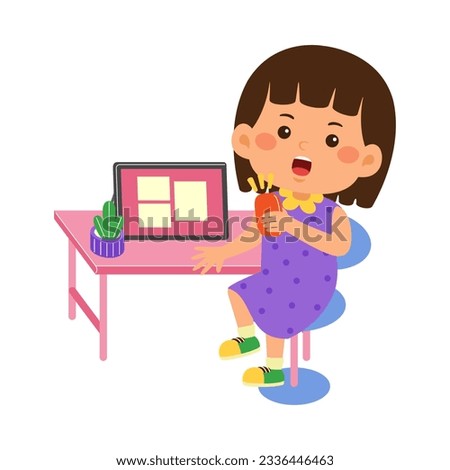 cute little kid boy use graphic tablet