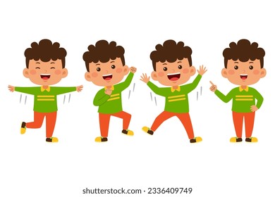 cute little kid boy vector illustration