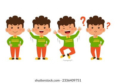 cute little kid boy vector illustration