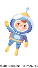 Cute little kid cosmonaut character