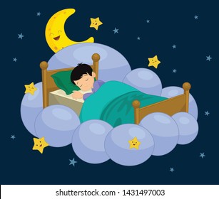 Cute Little Kid Dreaming  - Vector