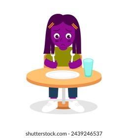 Cute little kid feel hungry want to eat