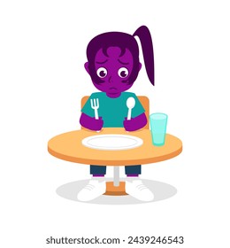 Cute little kid feel hungry want to eat