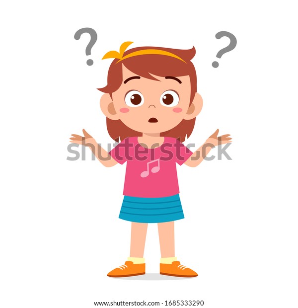 Cute Little Kid Girl Confused Question Stock Vector (Royalty Free ...