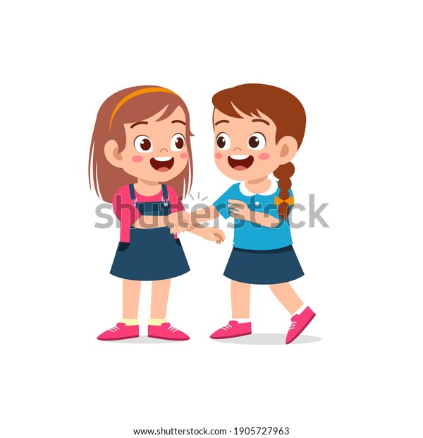 Cute Little Kid Girl Do Hand Stock Vector (Royalty Free) 1905727963 ...