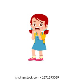 cute little kid girl feeling scared and shocked expression gesture