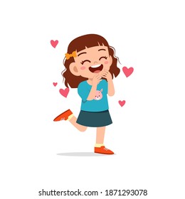 Cute Little Kid Girl Feeling Loved Stock Vector (Royalty Free) 1871293063