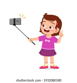 cute little kid girl pose and selfie in front of camera