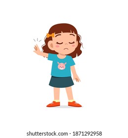 Cute Little Kid Girl Show Refuse Expression Gesture