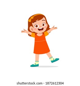 cute little kid girl show happy and friendly pose expression