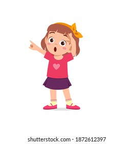 cute little kid girl show amazed and wow pose expression