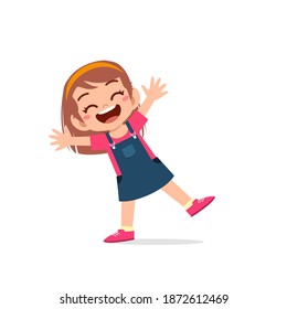 cute little kid girl show happy and celebrate pose expression