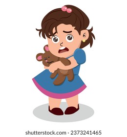 cute little kid girl show worry and scared pose expression.